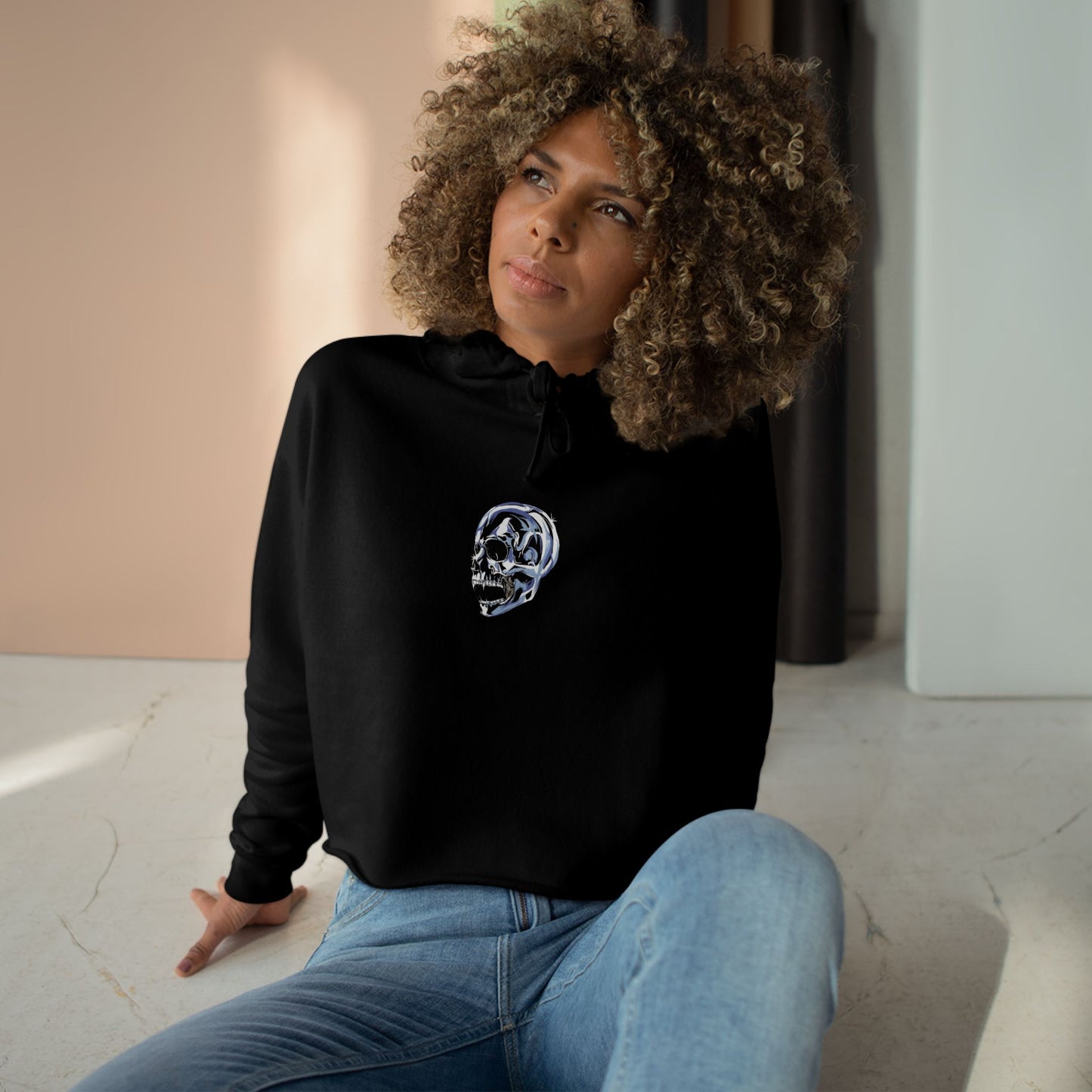 Skull Cropped Hoodie